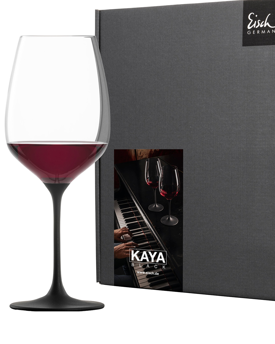 Kaya Red Wine Glass, Black, Set of 2