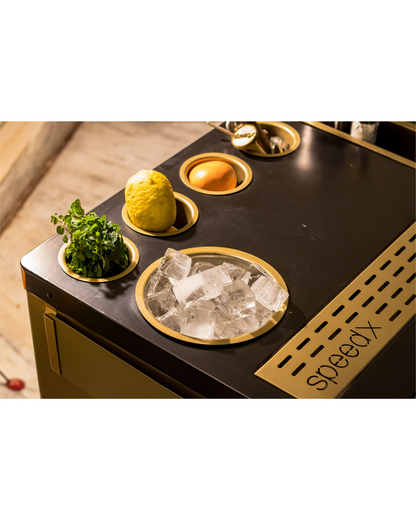 Model X Home Bar, Matt Gold & Matt Black Finish