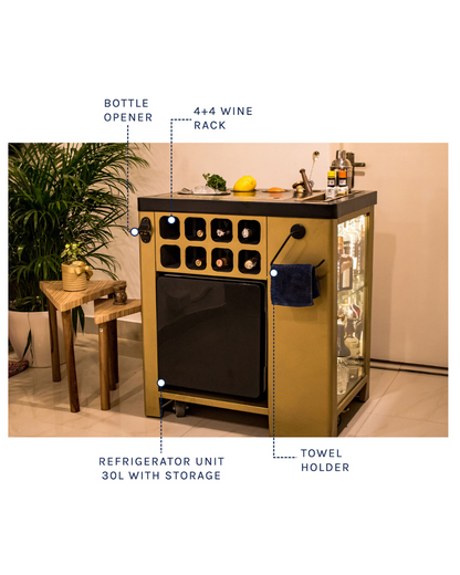 Model X Home Bar, Matt Gold & Matt Black Finish