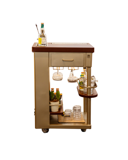 Model Y Bar Trolley, Gold Finish Metal Top