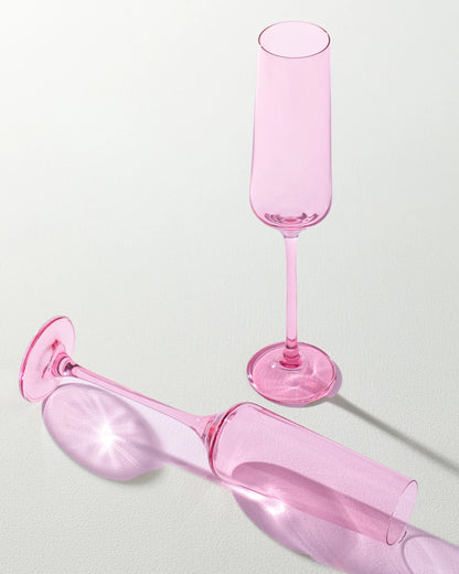 Peonies Pink Champagne Flute