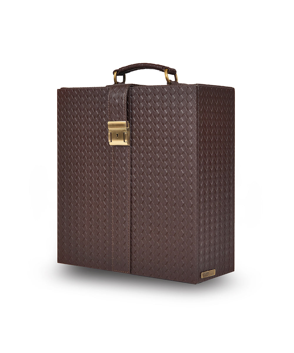 Briefcase Portable Bar, Brown