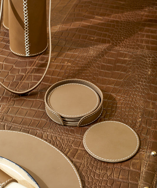 Modella Round Coasters, Taupe