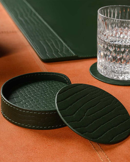 Sterling Round Coaster, Olive Green