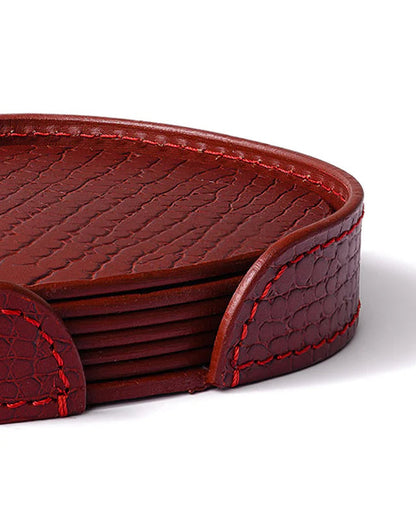 Sterling Abstract Coaster, Maroon