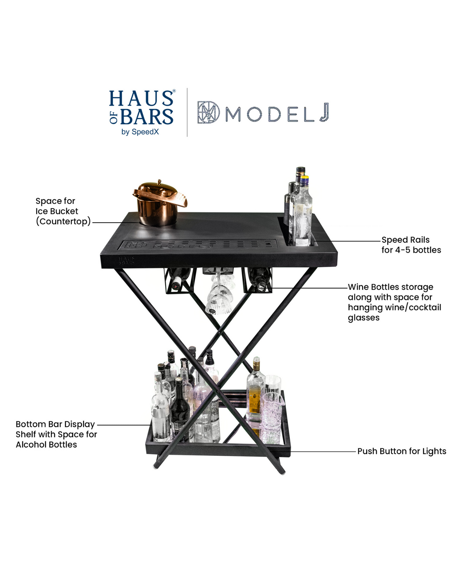 Model J - Matte Black, Foldable Bar Table