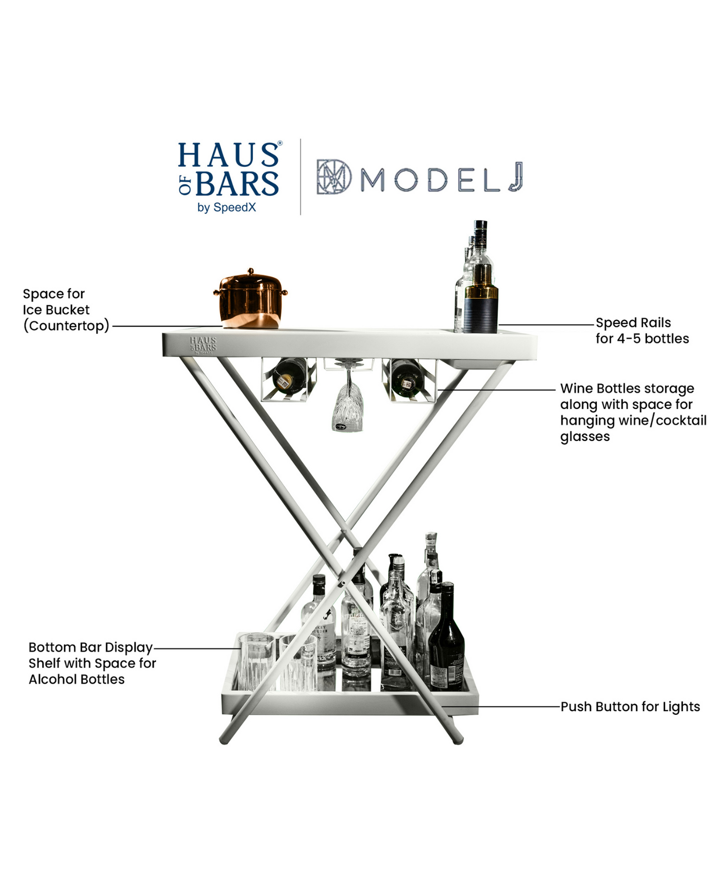 Model J - Matte White, Foldable Bar Table