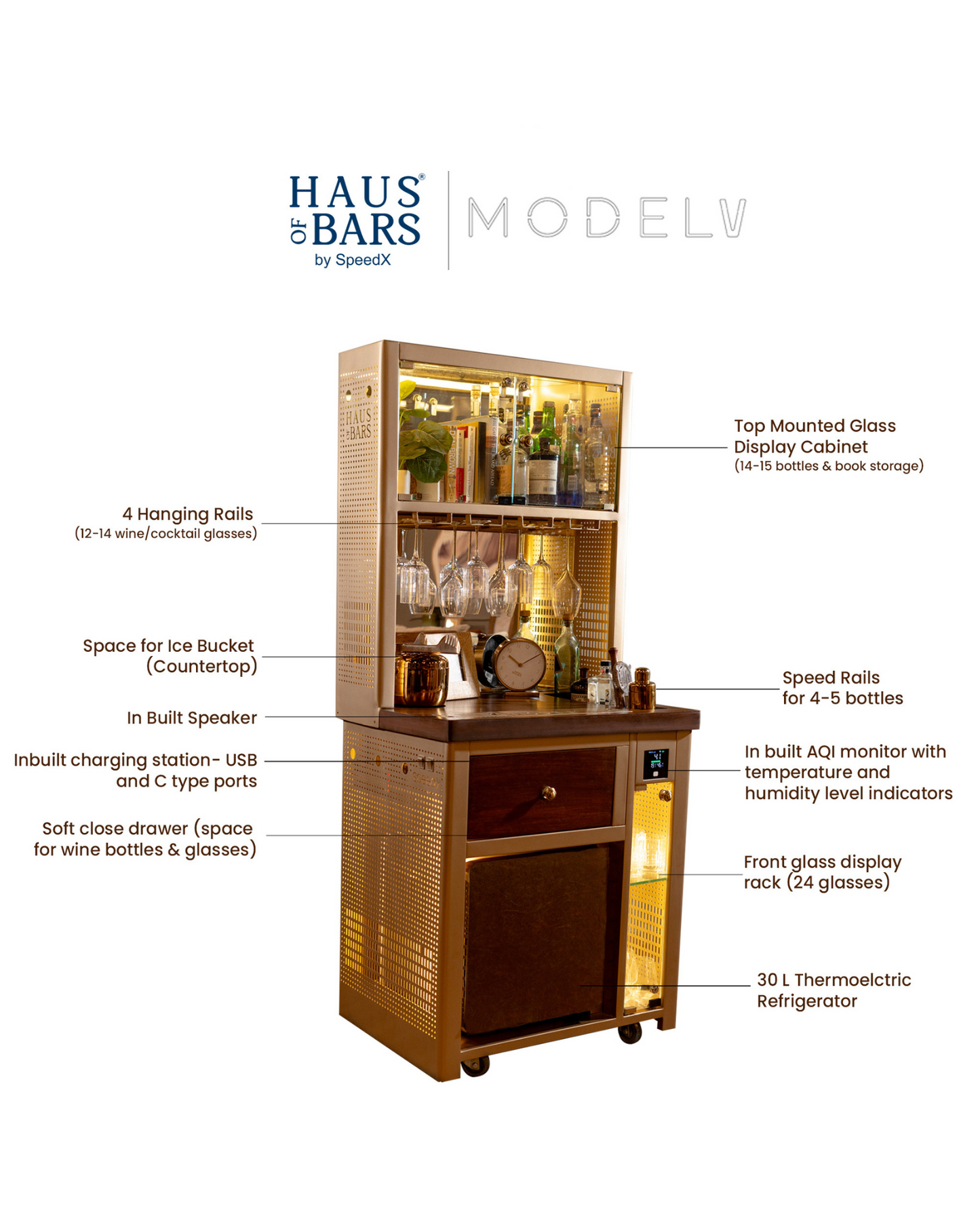 Model V Premium SMART Bar – Luxe Gold Lattice