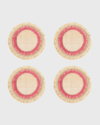 Ruffle Edge Straw Coasters, Pink