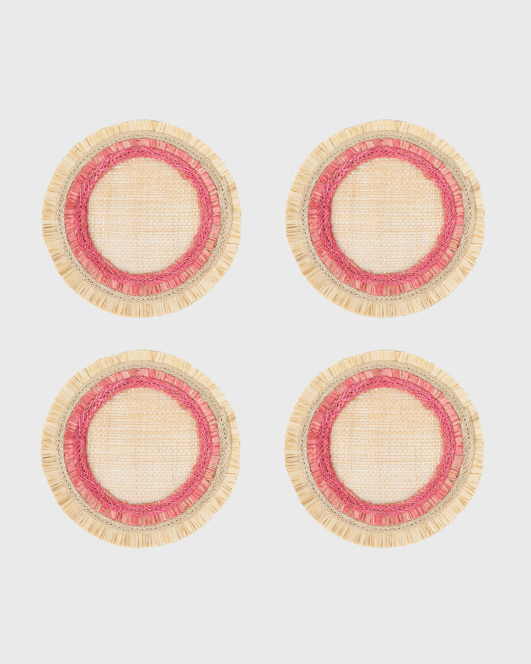 Ruffle Edge Straw Coasters, Pink