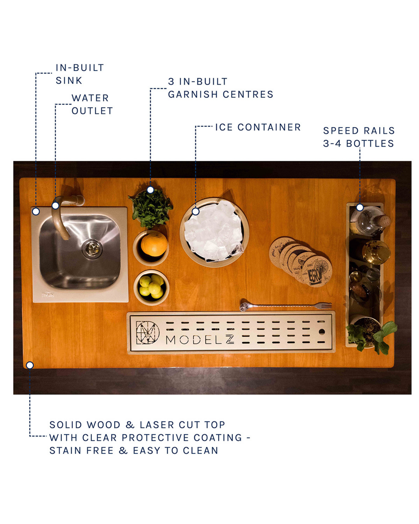 Model Z Home Bar, Wooden Top Gold Lattice