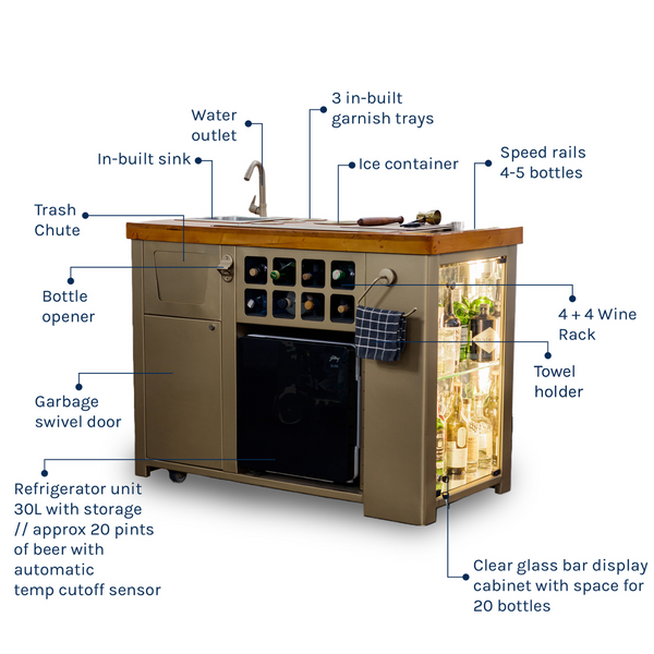 HAUS OF BARS Model Z Home Bar with Wooden Top