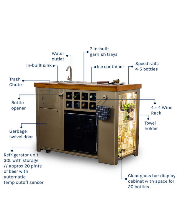HAUS OF BARS Model Z Home Bar with Wooden Top