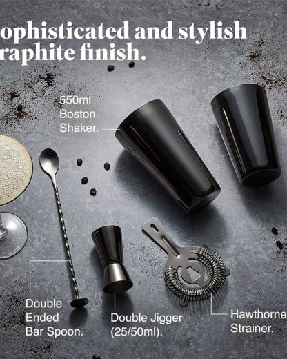 Boston Cocktail Set, Brushed Graphite