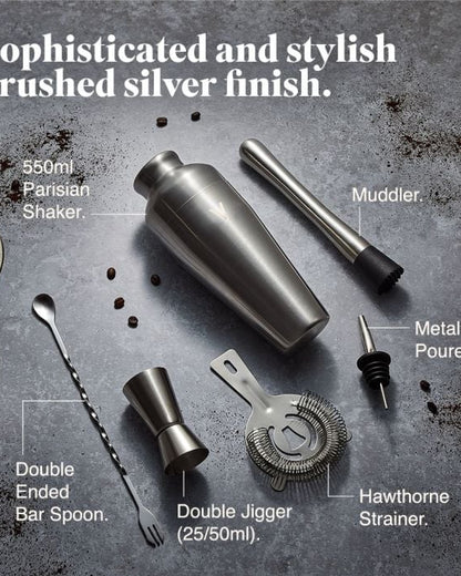 Parisian Cocktail Shaker Set, Silver