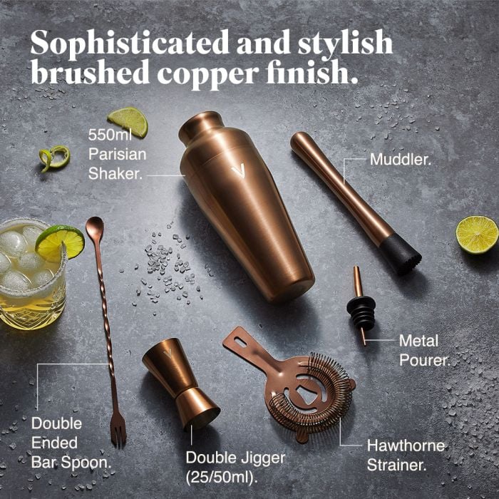 Parisian Cocktail Set, Brushed Copper