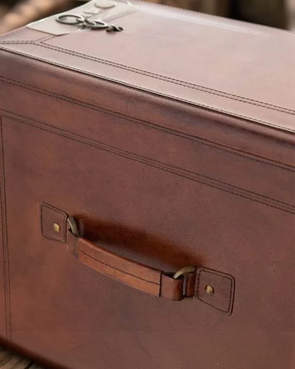 Leather Bar Cabinet, Brown