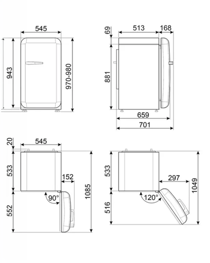 Minibar Refrigerator (Fab10R) – 50’s Style, Cream