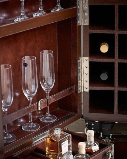 Leather Bar Cabinet, Brown