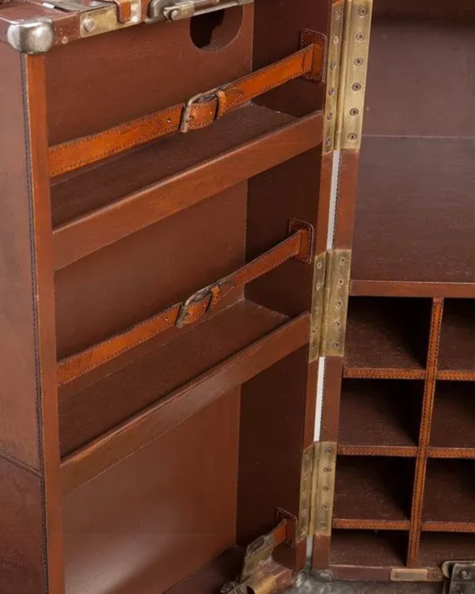 Leather Bar Cabinet, Brown