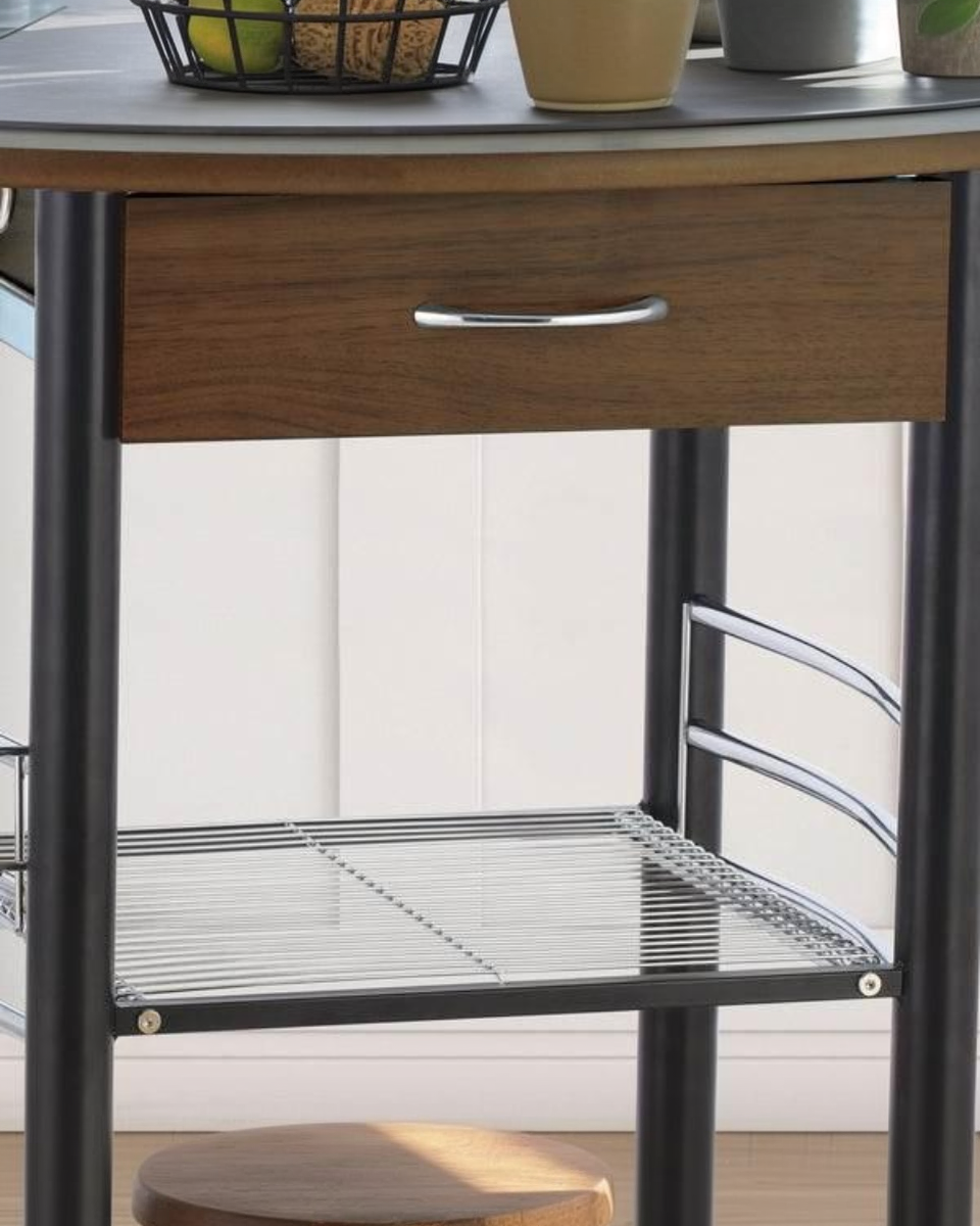 Wooden Trolley With Metal Frame, Walnut