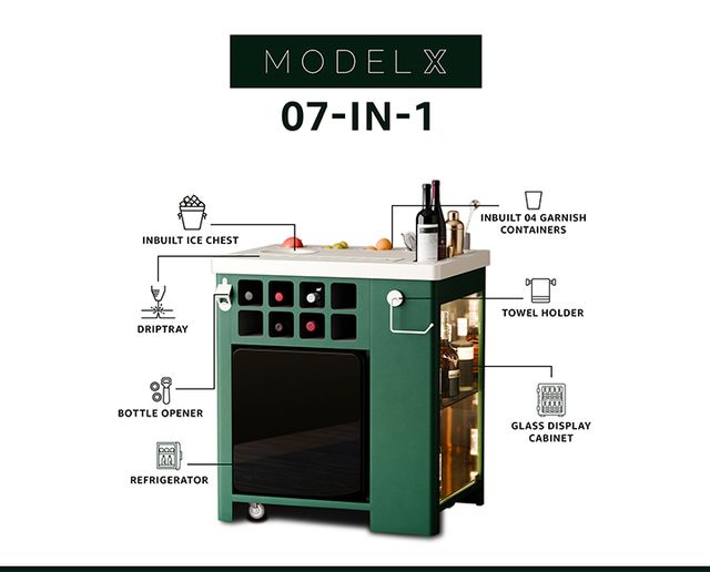 Model X Emerald Green Leather Vinyl Finish Bar