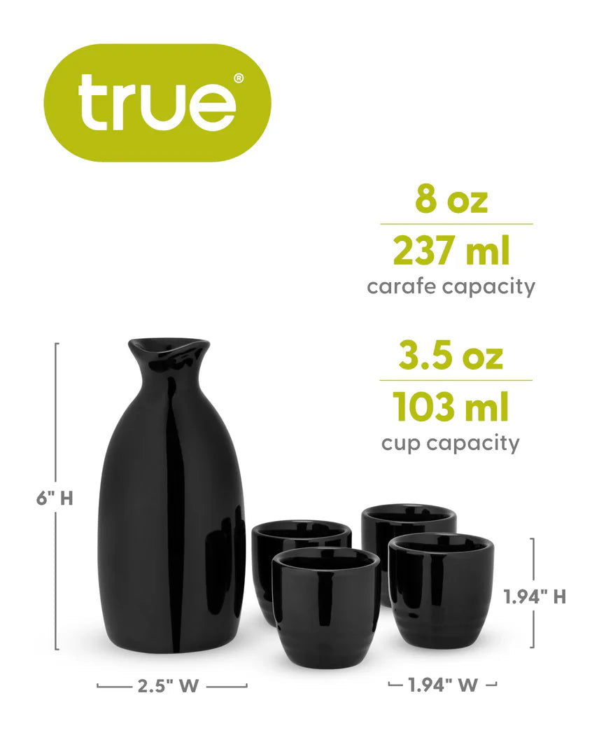 Moga Porcelain Sake Set, Black