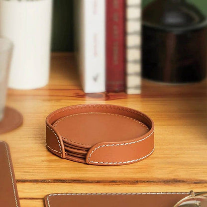 Modella Round Coasters, Cognac