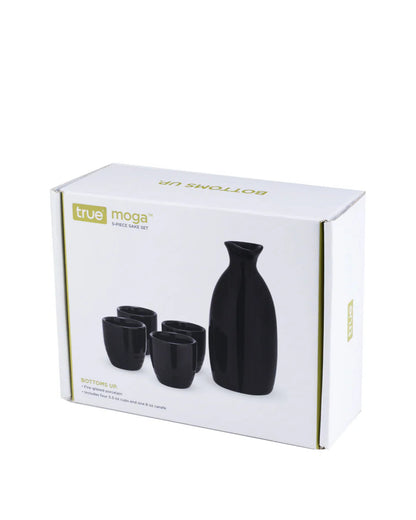 Moga Porcelain Sake Set, Black