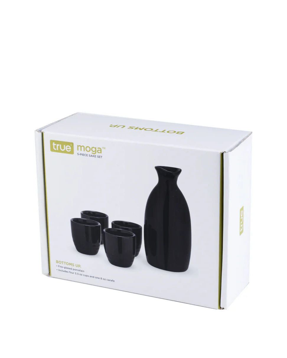 Moga Porcelain Sake Set, Black
