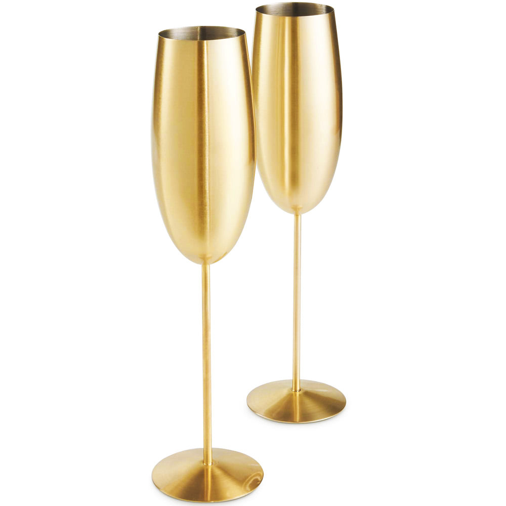 Brushed Gold Champagne Glass, Set of 2