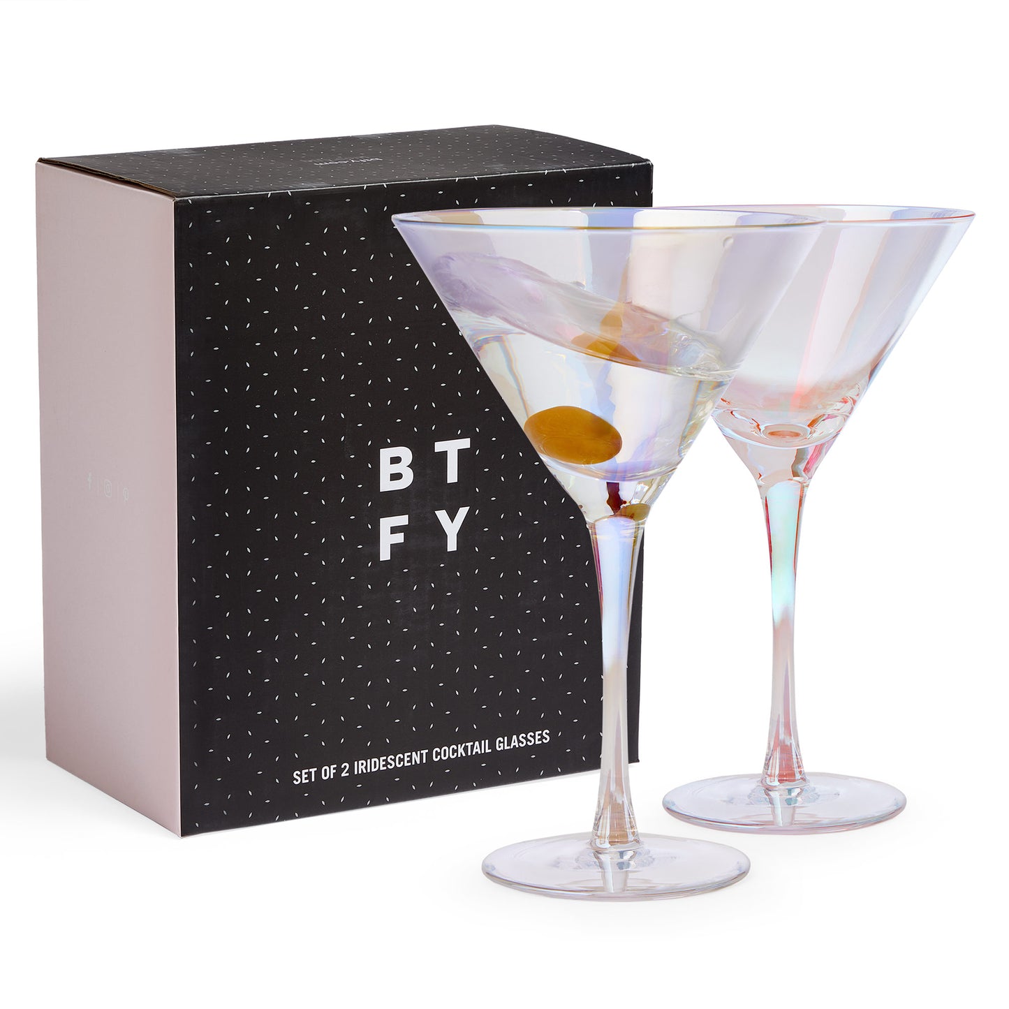 Iridescent Cocktail Martini Glass, Set of 2