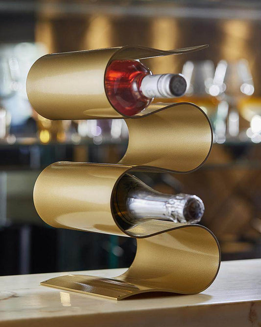 Ripple Wine Rack, Gold