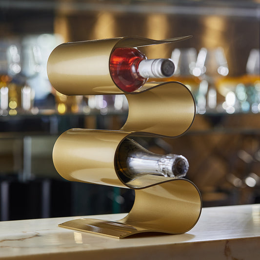 Ripple Wine Rack, Gold