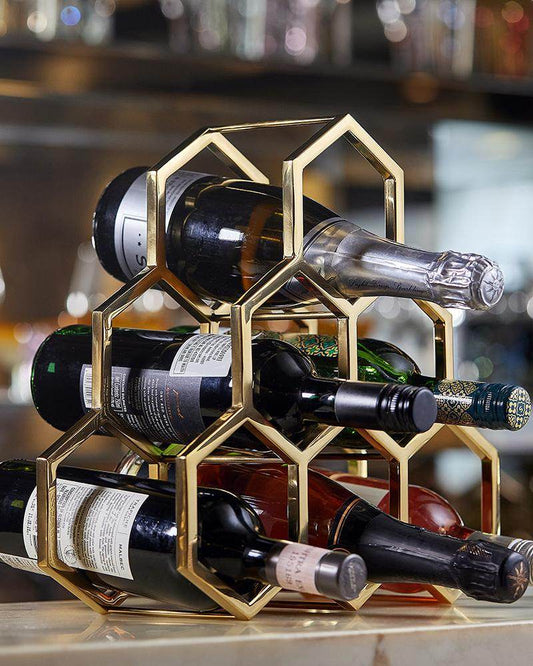 Honeycomb Wine Rack, Gold