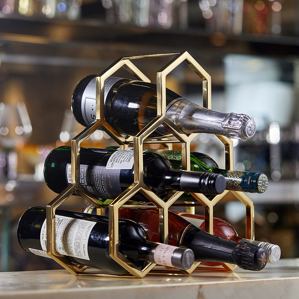 Honeycomb Wine Rack, Gold