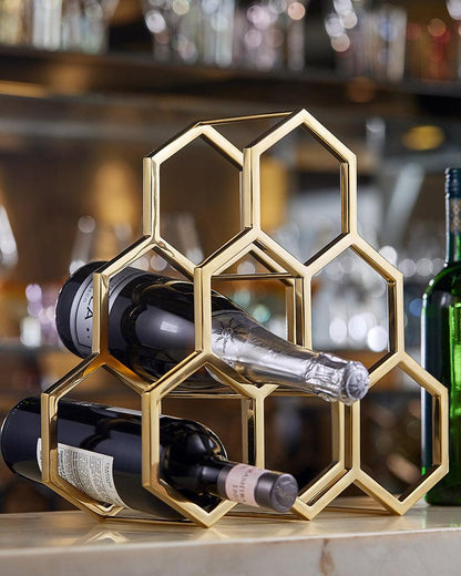 Honeycomb Wine Rack, Gold