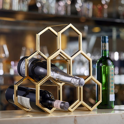 Honeycomb Wine Rack, Gold