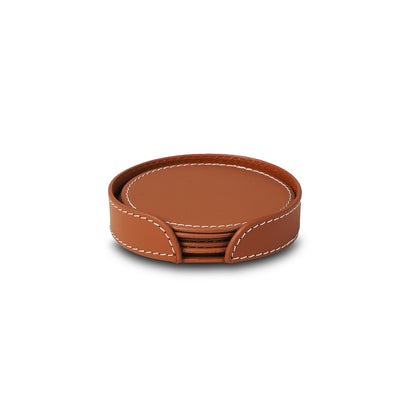 Modella Round Coasters, Cognac