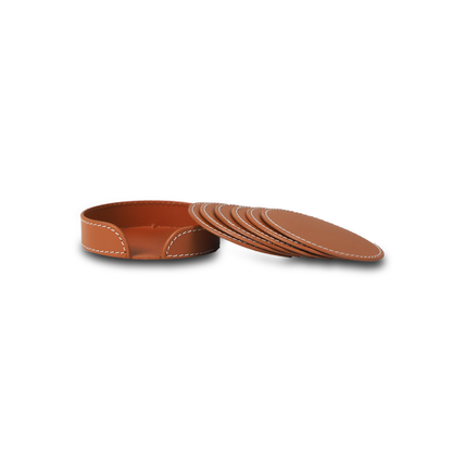 Modella Round Coasters, Cognac