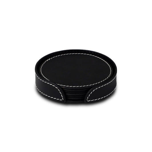 Modella Round Coasters, Black, Set of 6