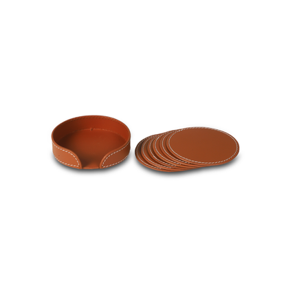 Modella Round Coasters, Cognac