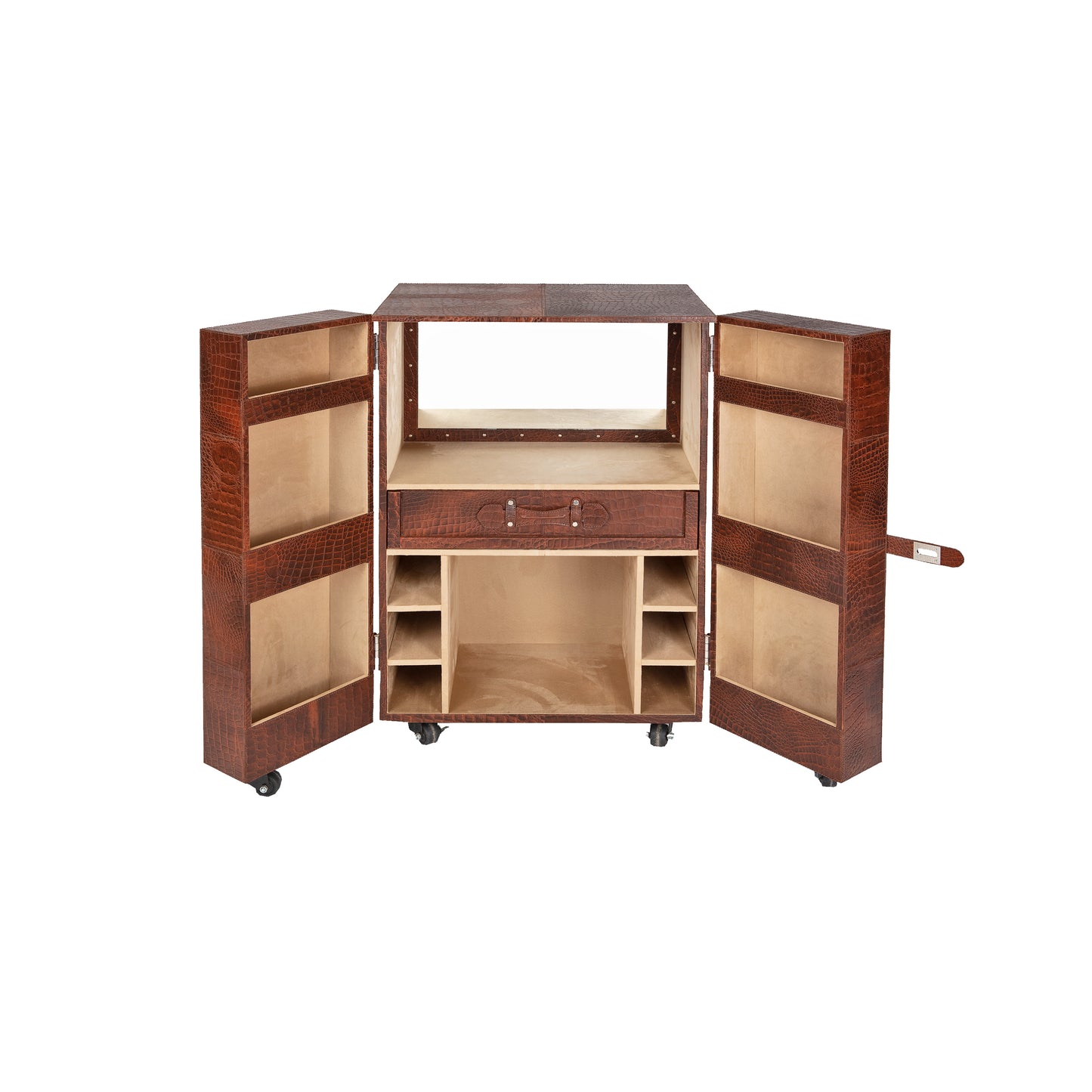 Front Open Bar in Genuine Leather, Tan