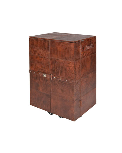 Front Open Bar in Genuine Leather, Tan