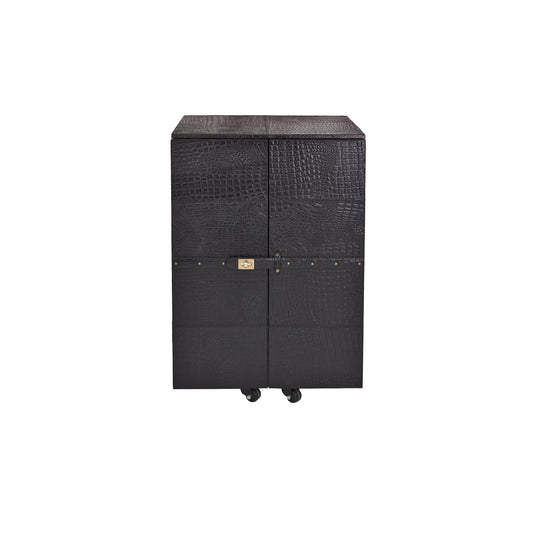 Front Open Bar in Genuine Leather, Black