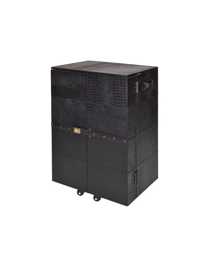 Front Open Bar in Genuine Leather, Black