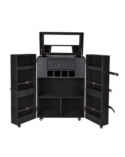 Mandalay Top Open Leather Bar, Black