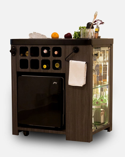 Model X Home Bar, Black Slate Wood Vinyl Finish