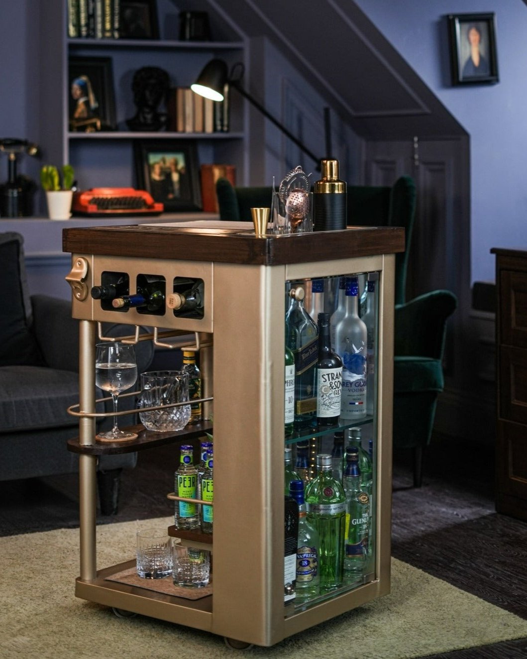 Model Y Bar Trolley, Gold Finish Metal Top – The Bar Collective