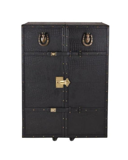 Mandalay Top Open Leather Bar, Black